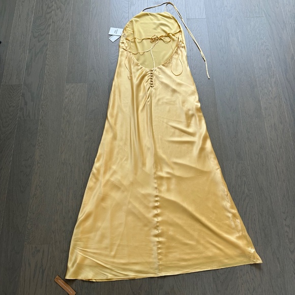 Reformation Jeany Silk Dress Yellow Sunshine Maxi Halter - XL - with tags - Picture 3 of 15